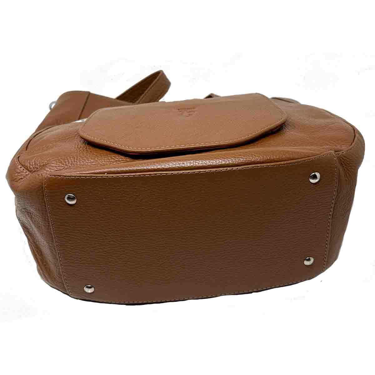 Syrena 158 Large Traveling Bag in Mid Brown Color Genuine Pebble Leather - Image 2